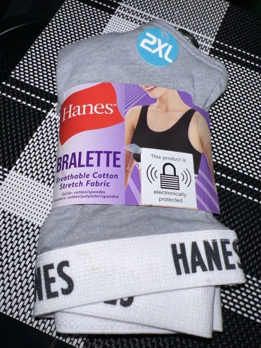 Hanes Light Gray Bralette with Logo Band cotton woman 2XL stretch
